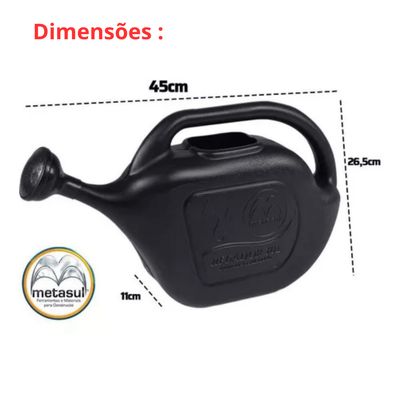 Regador Universal Plástico Preto 10 Litros Metasul