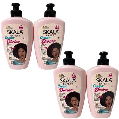 Kit 4 Creme Pentear Skala Crespo Divino Vegano 250g
