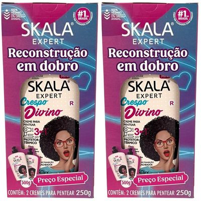Kit 4 Creme Pentear Skala Crespo Divino Vegano 250g