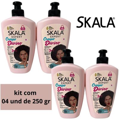 Kit 4 Creme Pentear Skala Crespo Divino Vegano 250g