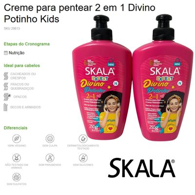 Kit 4 Creme Pentear Skala Divino Potinho Nutrição Vegan 250g