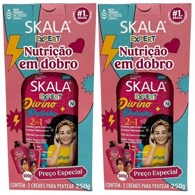 Kit 4 Creme Pentear Skala Divino Potinho Nutrição Vegan 250g