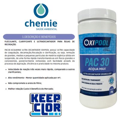 Pac30 Aqua Ultra Decantador Clarificante Oxipool Keep 01 kg