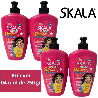 Kit 4 Creme Pentear Skala Divino Potinho Nutrição Vegan 250g