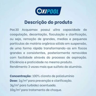 Pac30 Aqua Ultra Decantador Clarificante Oxipool Keep 01 kg