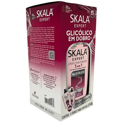 Kit 4 Creme Pentear Skala Expert 3 em 1 Glicolico Vegan 250g
