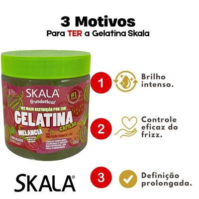 Kit 2 Gelatina Capilar Melancia Skala Proteção Térmica 550g