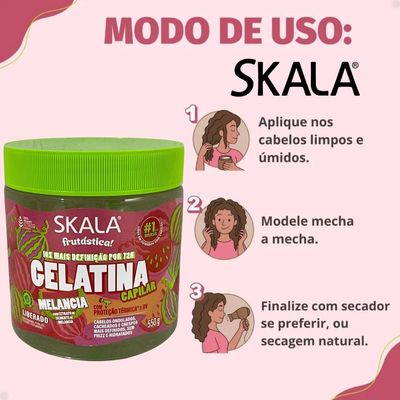 Kit 2 Gelatina Capilar Melancia Skala Proteção Térmica 550g