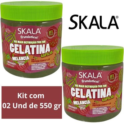 Kit 2 Gelatina Capilar Melancia Skala Proteção Térmica 550g