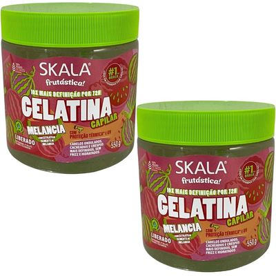 Kit 2 Gelatina Capilar Melancia Skala Proteção Térmica 550g