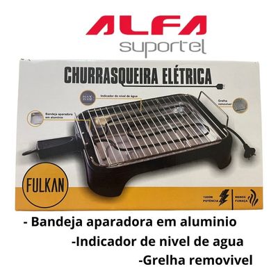Churrasqueira Elétrica 110v Preta Bandeja De Aluminio Alfa Preto