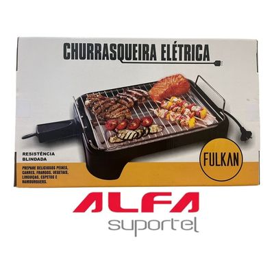Churrasqueira Elétrica 110v Preta Bandeja De Aluminio Alfa Preto
