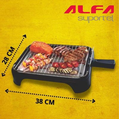 Churrasqueira Elétrica 110v Preta Bandeja De Aluminio Alfa Preto