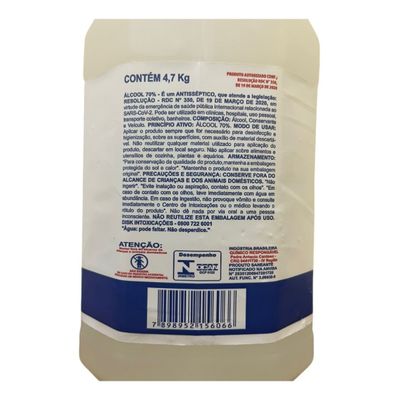 Alcool Gel 70º 5l Sulmar Antisséptico E Bactericida Neutra