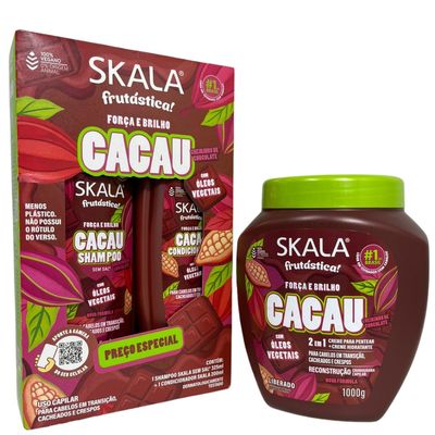 Kit Skala Creme 01 kg Cacau + Shampoo + Condicionador