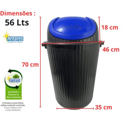 Conjunto Lixeira Para Reciclagem Colorida 56 Lt Antares 04 U