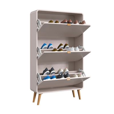 Sapateira 3 Portas Basculantes Curve Bege Dunas 130x76x24 cm Completa Móveis