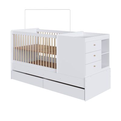Berço Cama com Cômoda e Gavetões Branco Completa Móveis