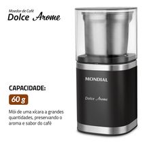 Moedor de Café Dolce Arome Mondial Preto/Inox 180W - MCF-01-BI