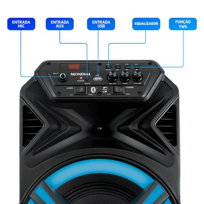 Caixa Amplificada Mondial Preto 400W RMS Bivolt - CM-400-L Bivolt