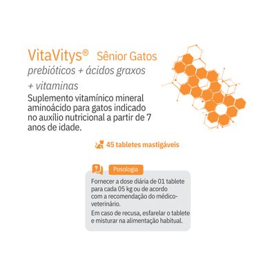 Vitavitys Gatos Senior C/45 Tabletes (prebióticos+ácidos Graxos+vitaminas)