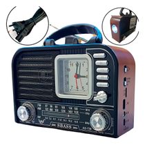 Rádio Retrô Vintage FM/AM USB Bivolt Bluetooth com Relógio - Design Clássico e Funcionalidades Atuais