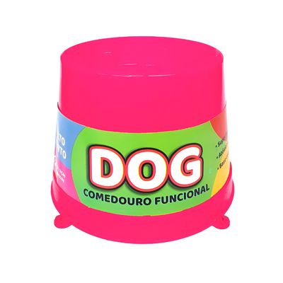 Comedouro Alto Funcional Lento Plástico Anti-Formiga Cor:Rosa