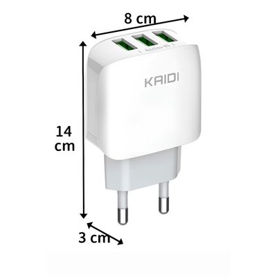 Adaptador Carregador Tomada Três Saídas Turbo 3.1A Cabo V8 - Potente, Rápido e Compacto
