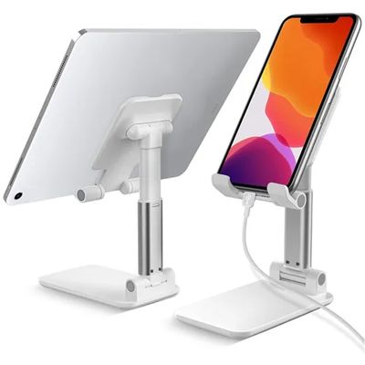 Suporte Retrátil Ajustável Para Celular Tablet Ipad de Mesa - Cor:Rosa