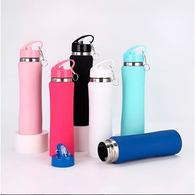 Garrafa Térmica de Bico Canudo Chaveiro 750ml Aço Inox Cor:Azul