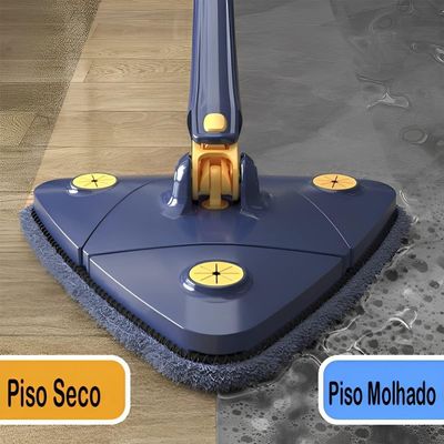 Mop Triangular Retrátil Giratório De 360graus Mop De Limpeza De Alça Longa Ajustável -C/ 5 REFIL PANOS