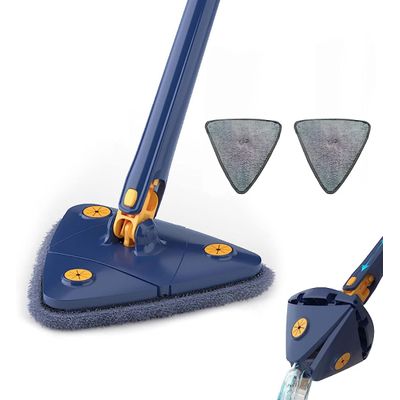 Mop Triangular Retrátil Giratório De 360graus Mop De Limpeza De Alça Longa Ajustável -C/ 5 REFIL PANOS