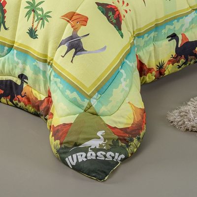 Kit Edredom Plush Fofinho Infantil Dupla Face Dream 2 Peças Solteiro - Dinossauro