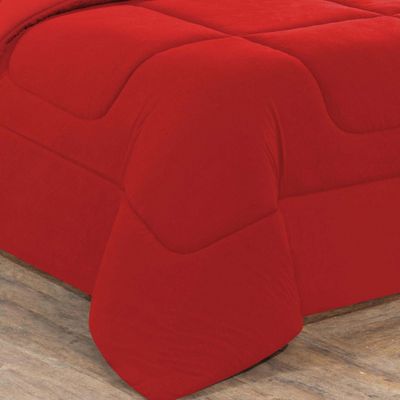 Kit Edredom Malha 100% Algodão Gran Moratta 3 Peças Queen - Vermelho/Vermelho
