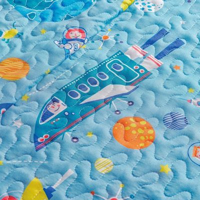Kit Colcha + Jogo de Cama Bouti Kids Solteiro Infantil 5 Peças 100% Poliéster - Astronauta