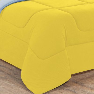Kit Edredom Malha 100% Algodão Gran Moratta 3 Peças Casal - Amarelo/Azul Bebê
