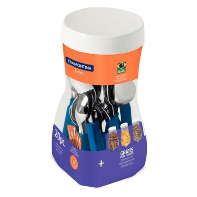 Faqueiro Inox 20 Peças Leme Azul Tramontina
