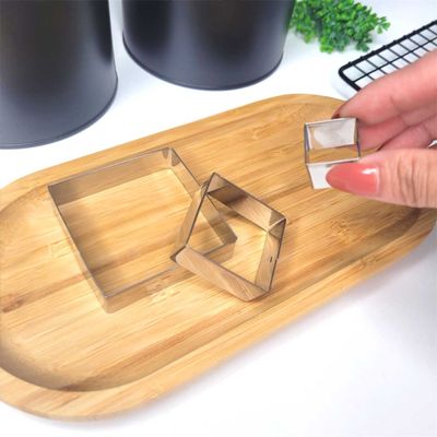 Cortador de Bolo Quadrado Redondo Forma Corte Molde Inox 6un