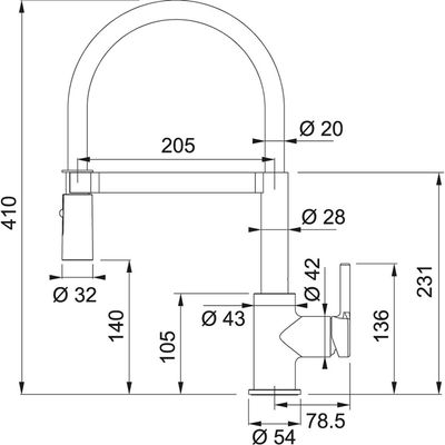 MISTURADOR FRANKE MONOCOMANDO LINA DUAL JET ALTO BRILHO E PRETO 17202