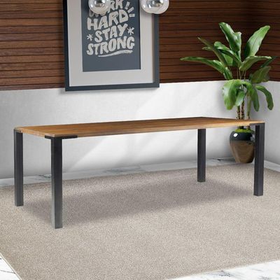 Mesa Sala de Jantar Cozinha Bladel 220cm Grafite Madeira Maciça Rustic Brown - Gran Belo