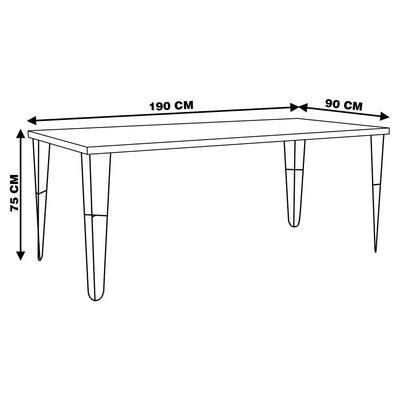 Mesa Sala de Jantar Cozinha Ludiana 190cm Grafite Madeira Maciça Driftwood - Gran Belo