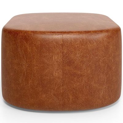 Kit 2 Puffs Decorativos Orgânico para Living Quarto 70cm Doha W01 Couríssimo Camel - Lyam Decor