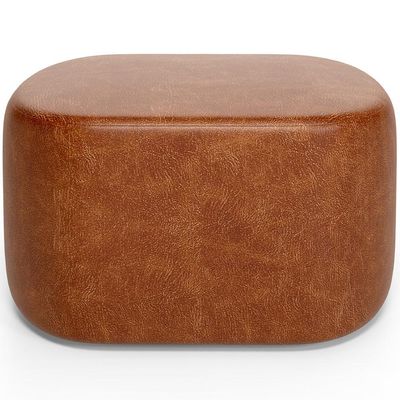 Kit 2 Puffs Decorativos Orgânico para Living Quarto 70cm Doha W01 Couríssimo Camel - Lyam Decor