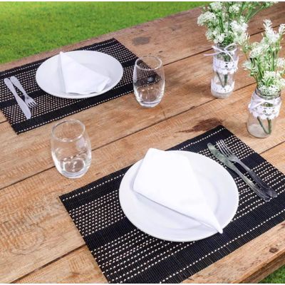 Kit Jogo Americano Bambu 4 Peças Unicolor Preto Jolitex