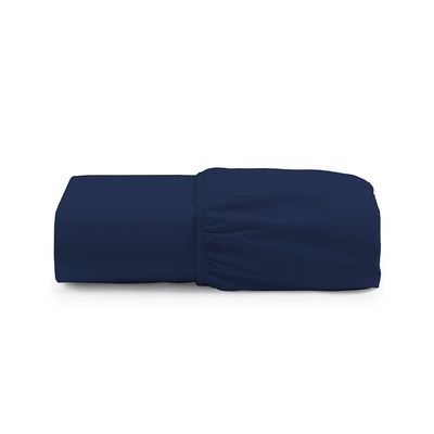 Lençol de Baixo Solteiro Avulso Com Elástico Primor Percal 400 Fios - Azul Marinho