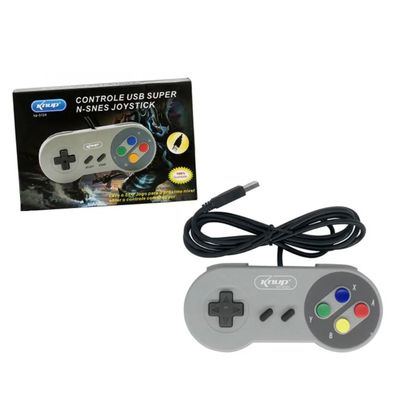 Controle Joystick para PC SNES USB Cinza Knup - KP-3124