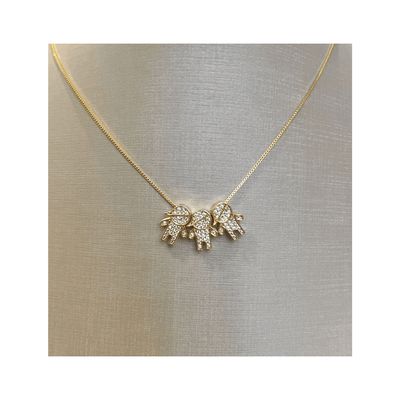Colar filhos 3 meninos com zirconias banhado em ouro 18k