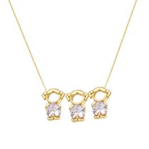 Colar filhas tres meninas em cristal banhado em ouro 18k