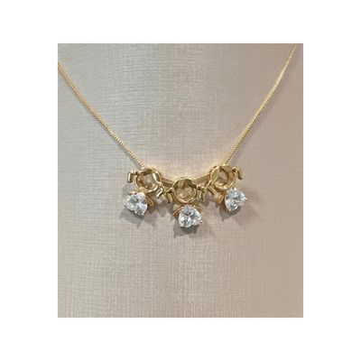 Colar filhas tres meninas em cristal banhado em ouro 18k