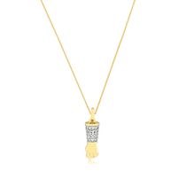 Colar de Figa com zirconias banhado em ouro 18k semijoia